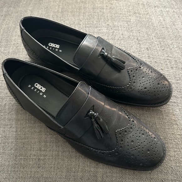 Men’s Asos Black Leather Loafers - Picture 3 of 5